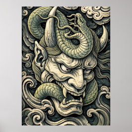 Vild Behornad Demon Orm Storm Popkonst Poster