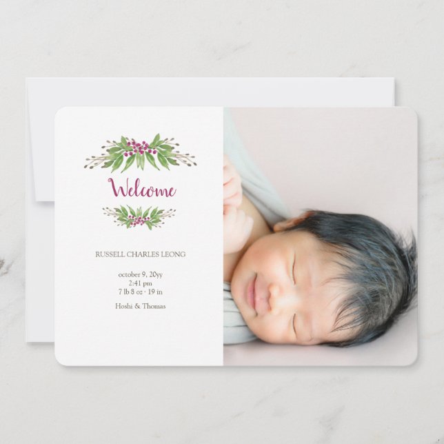 Vild Berries Fotofödelsemeddelande Meddelande (Framsida)