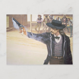 "Vild Bill" Hickok (1837-76) visar hans märke Vykort