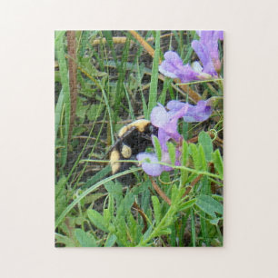 Vild bin F2 på lila vildblomma Pussel