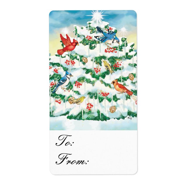 Vild Birds Nature Starlit Julgran Gift Märkres Fraktsedel (Framsidan)