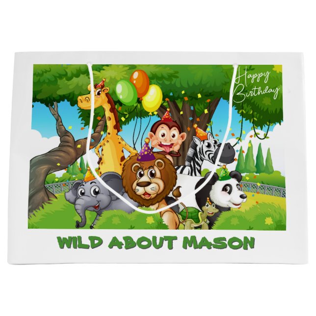 Vild Birthday Personlig Jungle-tema Gift Bag (Framsidan)