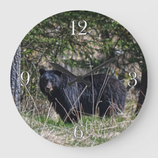 Vild Black Bear & Forest Wildlife Photo Wall Clock Stor Klocka