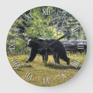 Vild Black Bear och Canadian Forest Photo Art Stor Klocka