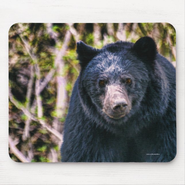 Vild Black Bear och Träd Wildlife Art Musmatta (Framsidan)