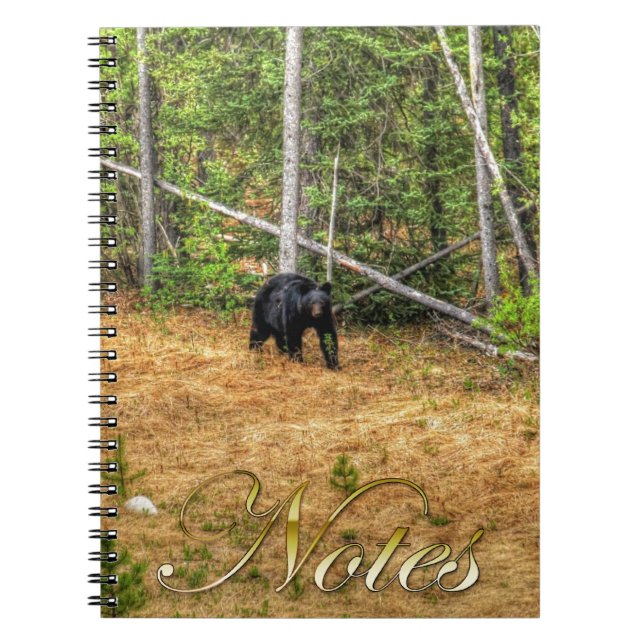 Vild Black Bear & Yukon Forest Photo Art Anteckningsbok Med Spiral (Framsidan)