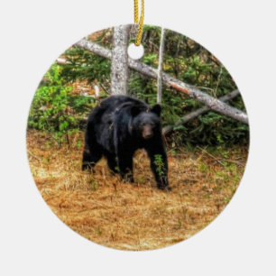 Vild Black Bear & Yukon Forest Photo Art Julgransprydnad Keramik