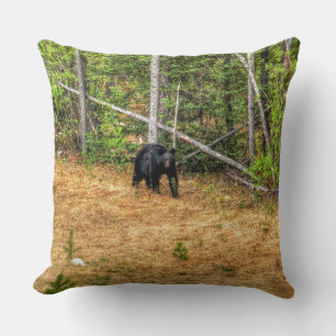 Vild Black Bear & Yukon Forest Photo Art Kudde