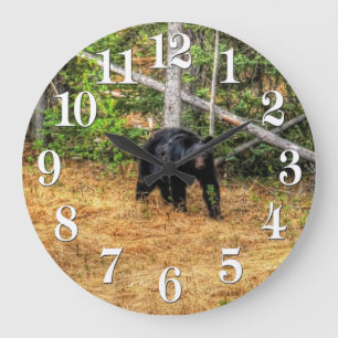 Vild Black Bear & Yukon Forest Photo Art Stor Klocka