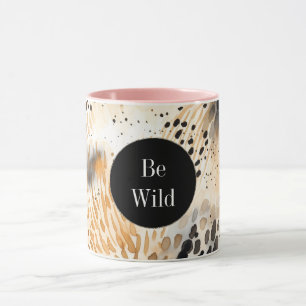 Vild Black Cream Leopard Animal Mugg