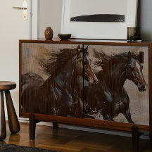 Vild Black Horses Decoupage