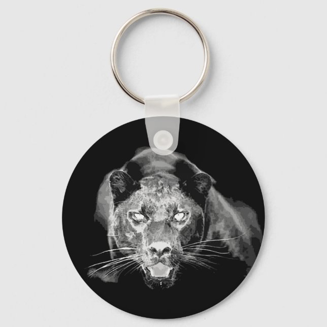 Vild Black Jaguar Cat Roars Keychain Nyckelring (Framsida)