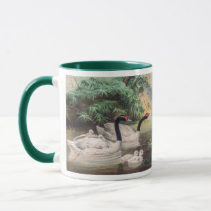 Vild Black-Necked Svan Family Vintage Art Mugg