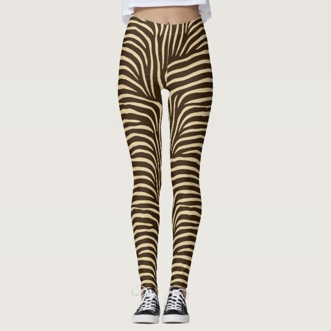 Vild Bläck Zebra på Negativa Leggings (Framsida)