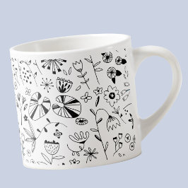 Vild - blomma, monokrom modern espressomugg