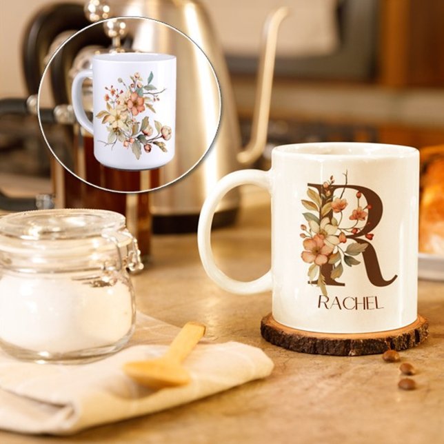 Vild blomma vattenfärgen Hösthösten - första R Kaffemugg (Skapare uppladdad)