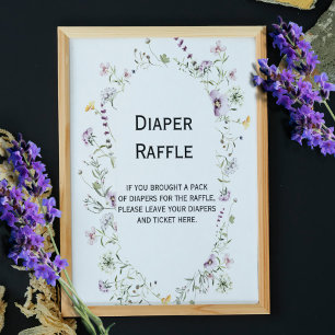 Vild blommar Baby Diaper Raffle Sign Poster