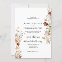 Vild blommar modern bröllopsinbjudan