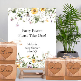Vild blommar party favors tar ett tecken poster