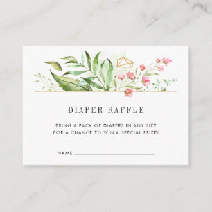 Vild Blommigt Baby Shower Diaper Raffle Biljett Ca Tilläggskort