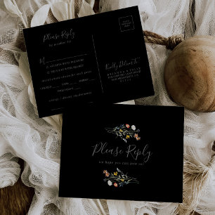 Vild Blommigt Black Menu Choy OSA Postcard Vykort