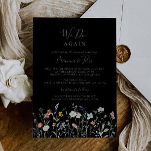 Vild Blommigt Black, vi förnyar förnyelsen Inbjudningar
