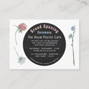 Vild Blommigt Chalkboard Grand Open Ceremony Card Tilläggskort