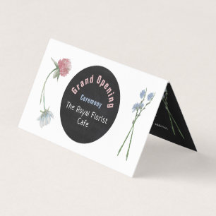 Vild Blommigt Chalkboard Grand Open Ceremony Card Visitkort