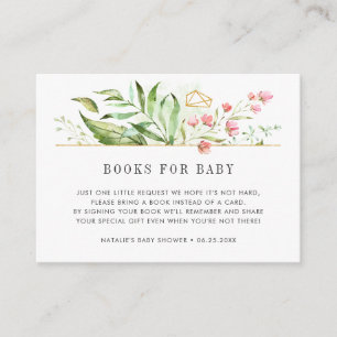 Vild Blommigt Foliage Bok Begär babyskjortkort för Tilläggskort