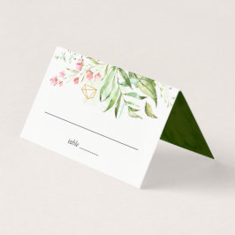 Vild Blommigt Grönt Foliage Bröllop Bord Ställe Kort