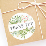 Vild Blommigt Grönt Foliage Watercolor Tack Runt Klistermärke<br><div class="desc">Ett tack från elegant bröllop till er dekal som innehåller grönt av vattenfärgad vild med rosa blommor. Det kommer att bli perfekt för vår bröllop, sommar-bröllop, strandbröllop och liknande evenemang. Om du vill ha en mer avancerad anpassning av den här designen klickar du på knappen Anpassa ovan! Matchande objekt är...</div>