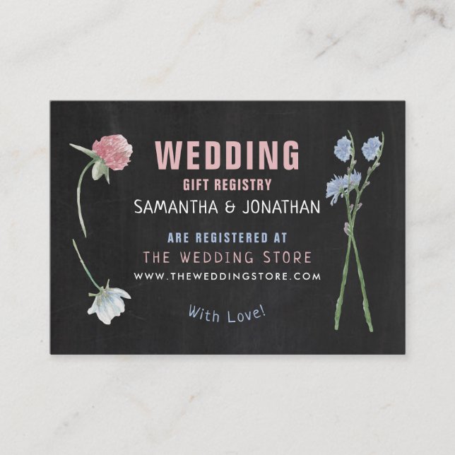 Vild-Blommigt-kalkboard, gift-registerkort Tilläggskort (Framsida)
