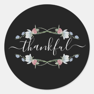 Vild Blommigt Utandning, Thanksgiving Runt Klistermärke
