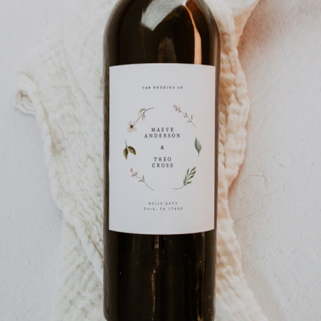 Vild Blommor blommigt elegant party dekan bröllop Vinflaska Etikett (Skapare uppladdad)