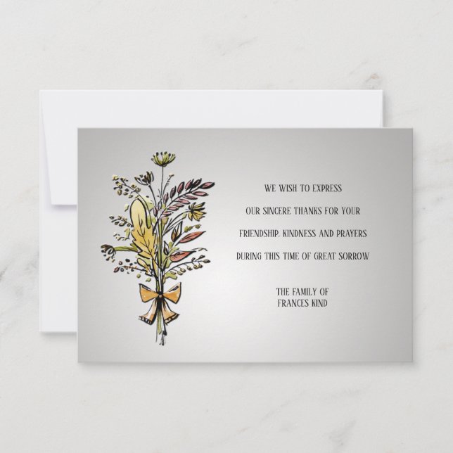 Vild Blommor Bouquet Funeral Tack Cards Kort (Framsida)