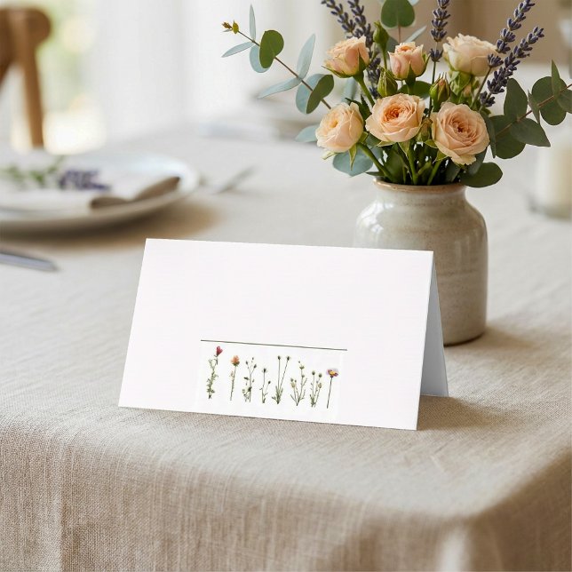 Vild blommor bröllop namn placeringskort (Wild flowers wedding name place card.)