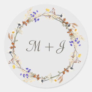 Vild blommor Bröllop Sticker Runt Klistermärke