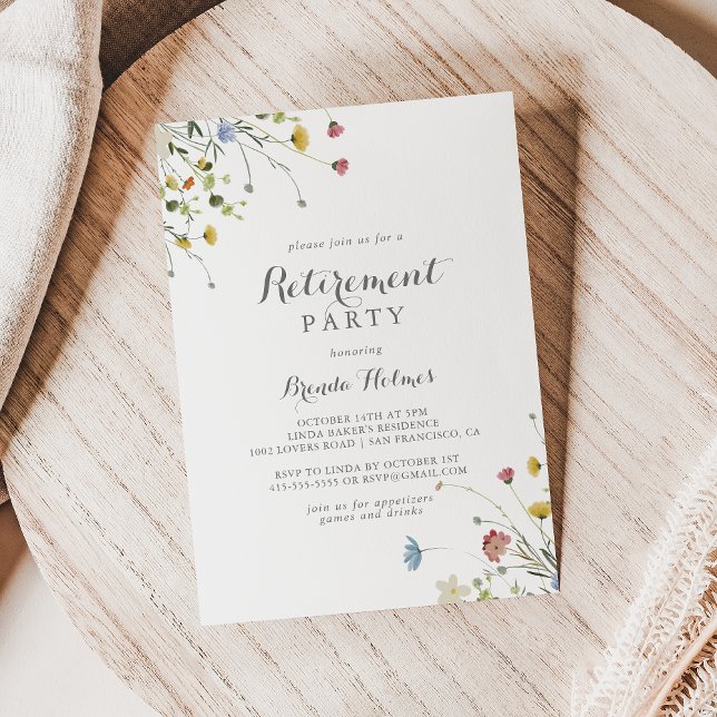 Vild Blommor för färgnyhet Pension Party Inbjudningar (Skapare uppladdad)