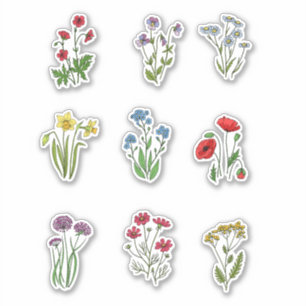Vild Blommor, klistermärke Klistermärken