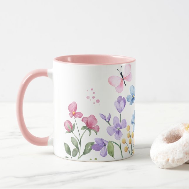 Vild blommor och fjärilar mugg (Med munk)