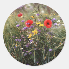 Vild blommor runt klistermärke