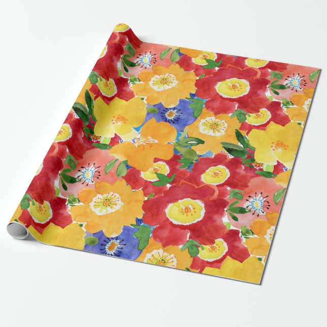 vild blommor. Sömlöst upprepat blommönster. Se Presentpapper (Utrullad)