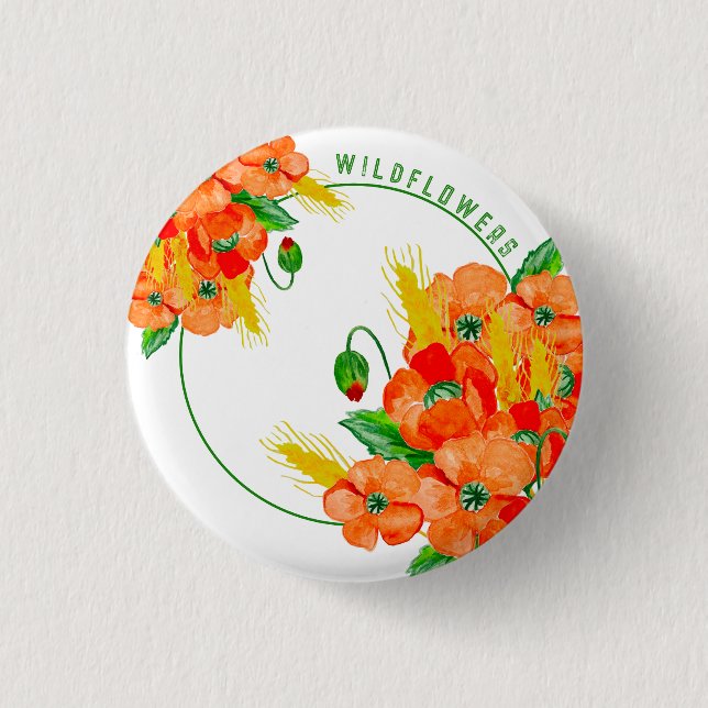 Vild blommor, vattenfärg knapp (Framsida)
