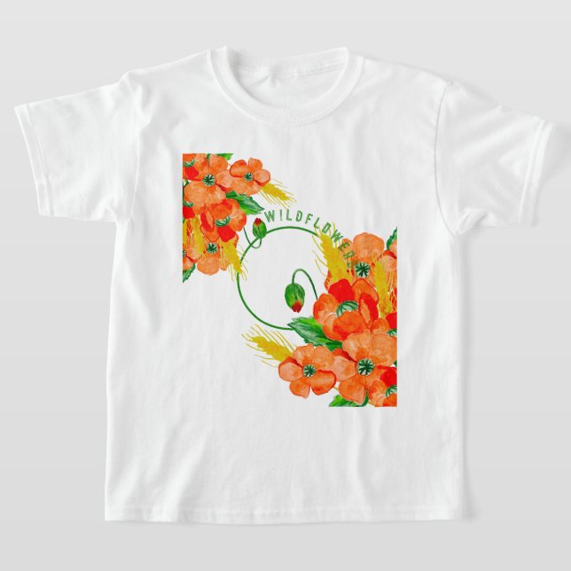 Vild blommor, vattenfärg t shirt (Laydown)