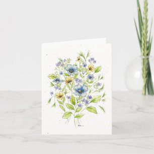 Vild blommor, vattenfärgade anteckningskort