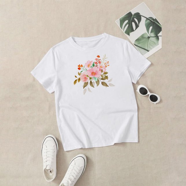 Vild blommor Vattenfärgsoffert T-shirt (Skapare uppladdad)