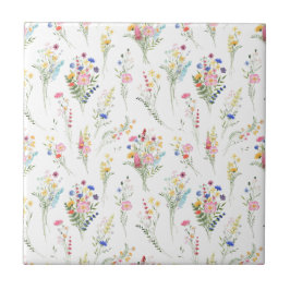 Vild blomster akvarell blommönster kakelplatta