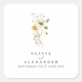 Vild blomster boho trädgård blommig fyrkantigt klistermärke