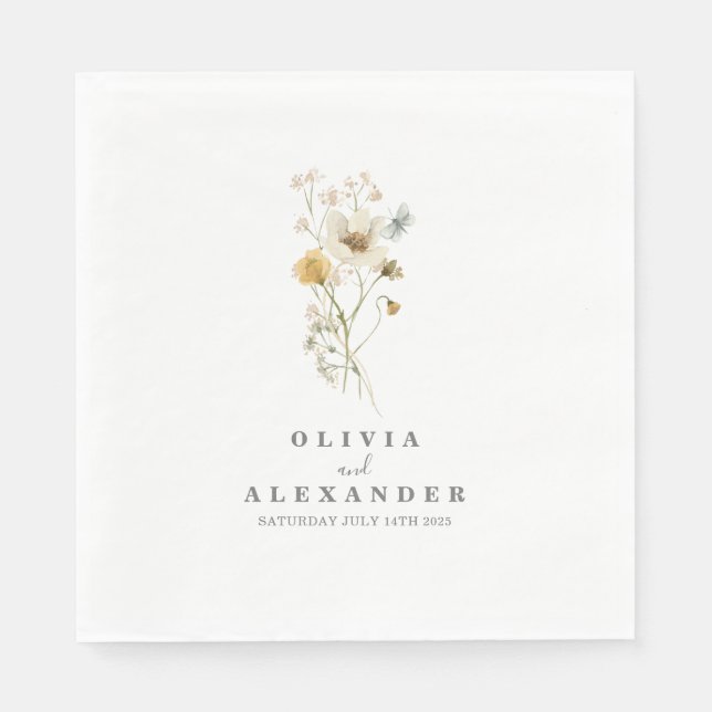 Vild blomster boho trädgård blommig pappersservett (Framsidan)