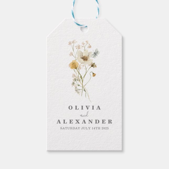 Vild blomster boho trädgård blommig presentetikett (Framsidan)